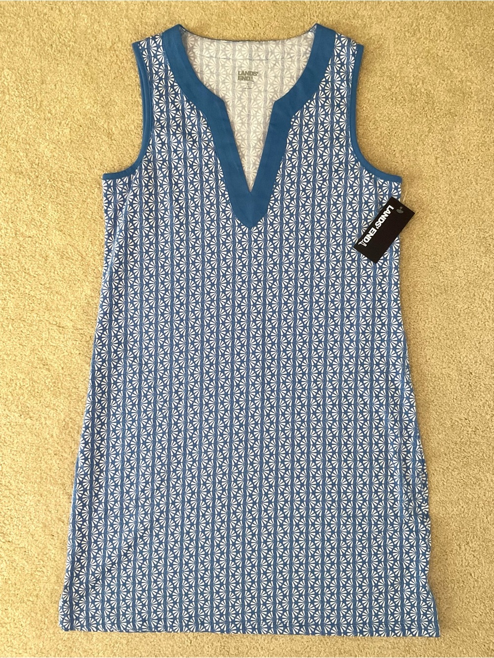 NWT Lands' End Blue and White Sleeveless Cover Up